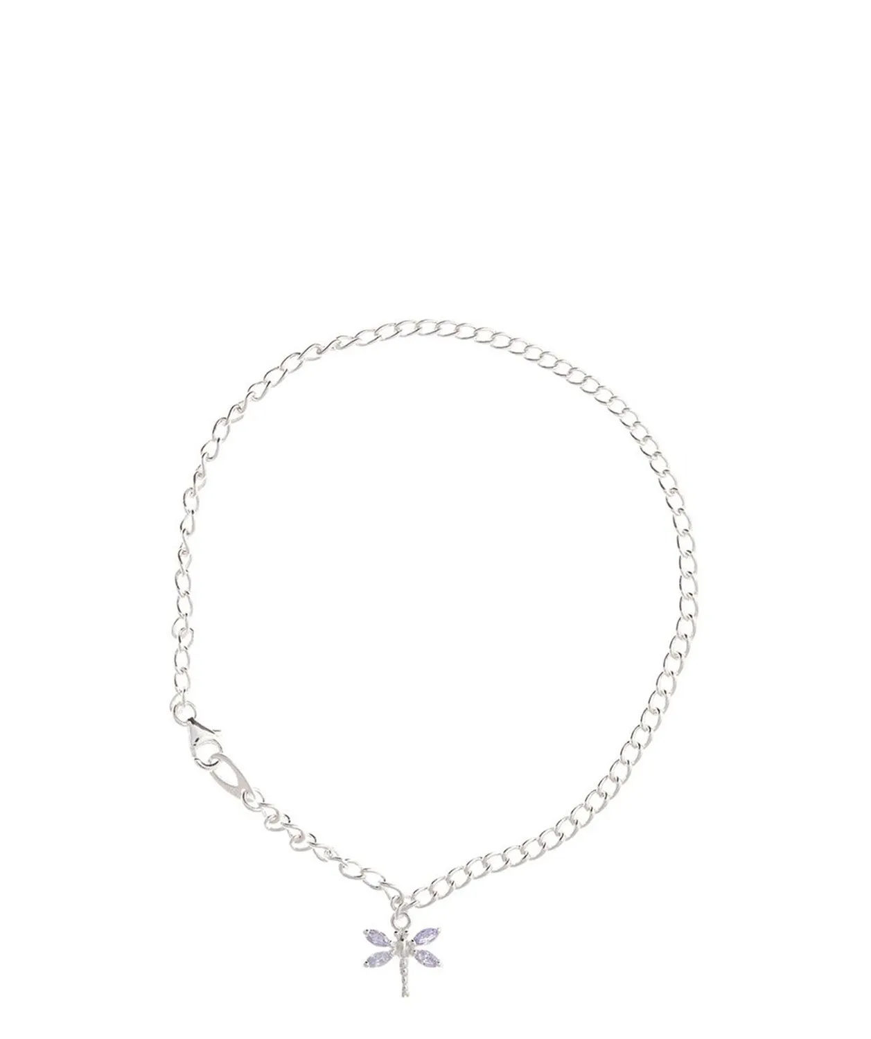 Gift Packaged 'Morgana' Sterling Silver Dragonfly Charm Anklet