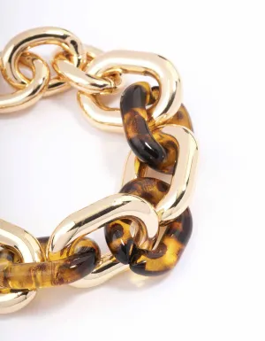 Gold & Tortoiseshell Link Chain Bracelet