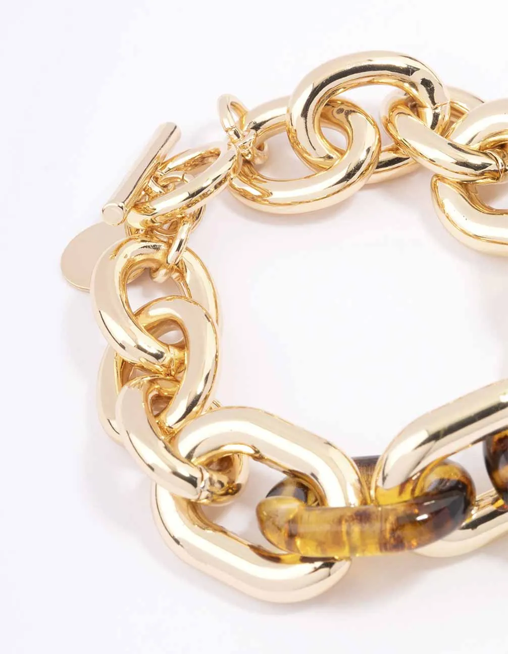 Gold & Tortoiseshell Link Chain Bracelet