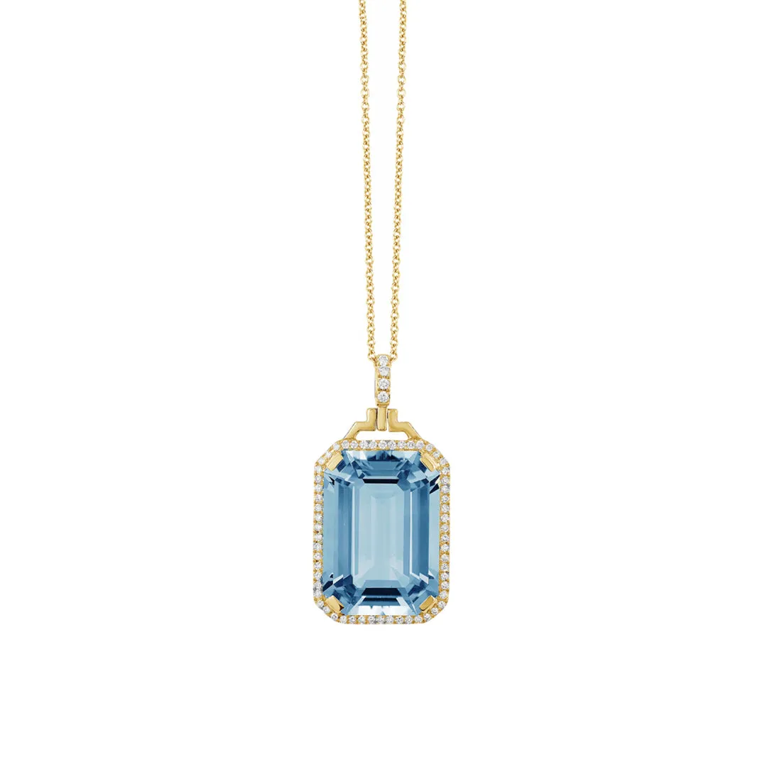 Goshwara Gossip Blue Topaz Emerald Cut Pendant JP0064-BT-Y