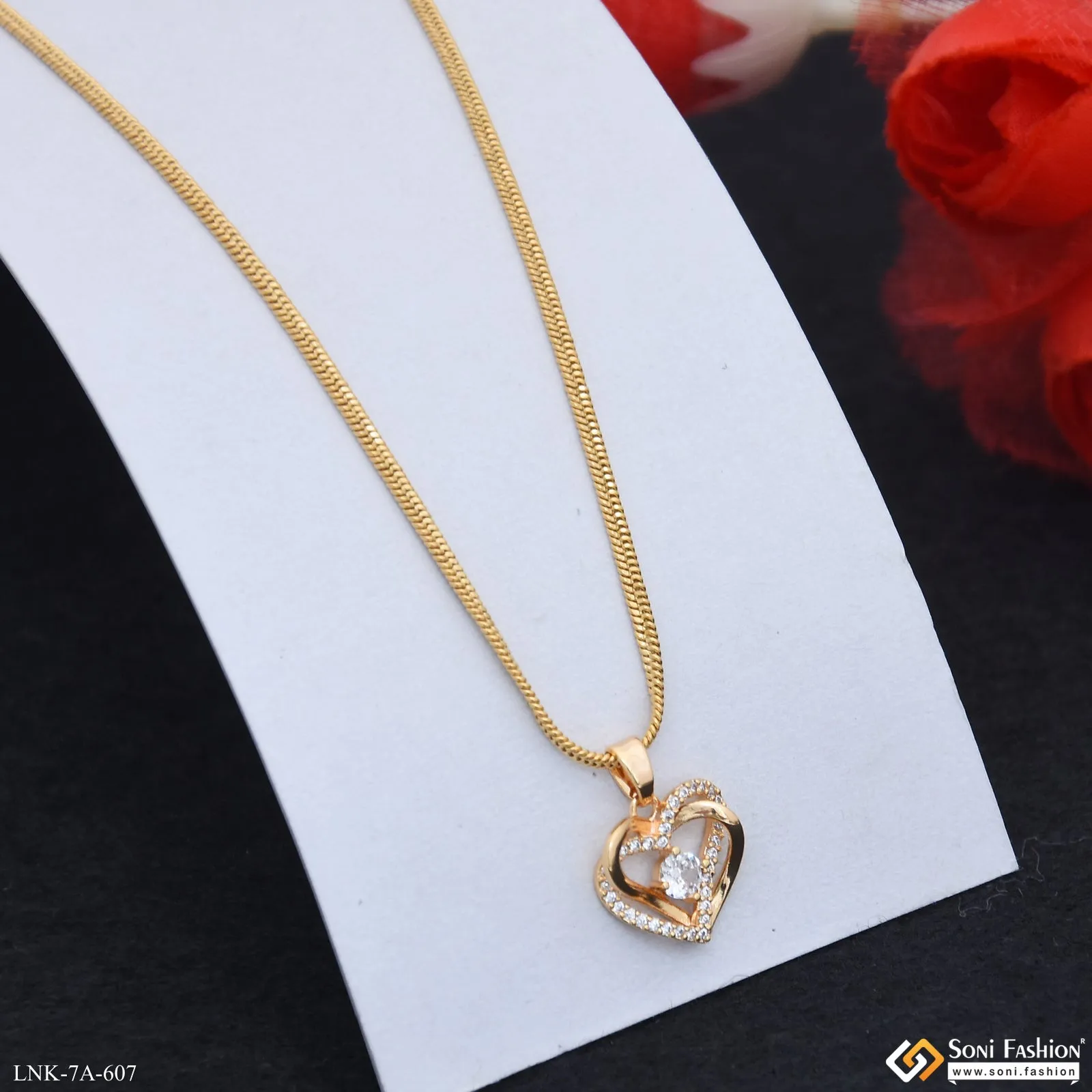 Graceful Design Gold Plated Chain Pendant for Ladies - Style A607
