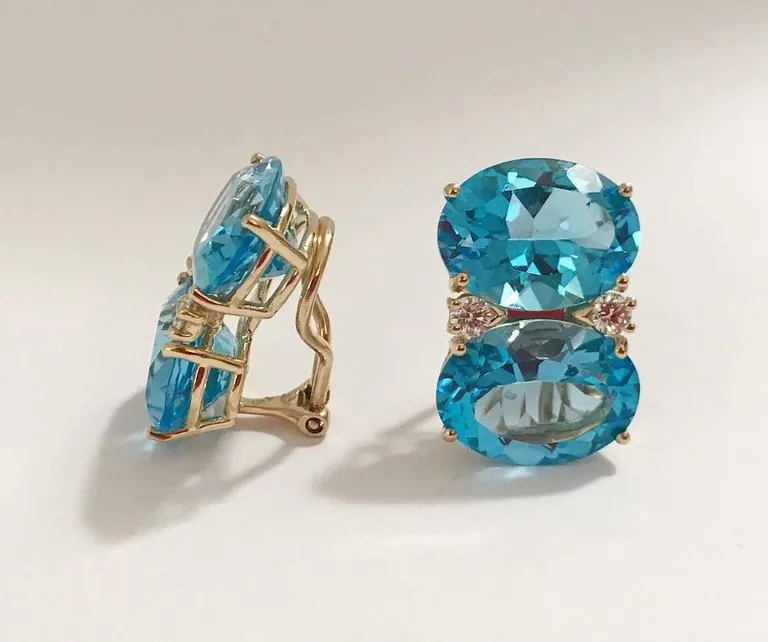 Grande GUM DROP™ earrings With Blue Topaz and Diamonds
