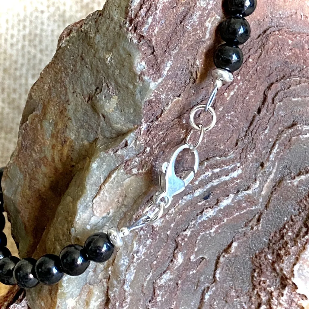 Green Gemstone & Shungite Bracelet, Heart Chakra, Earth Energy