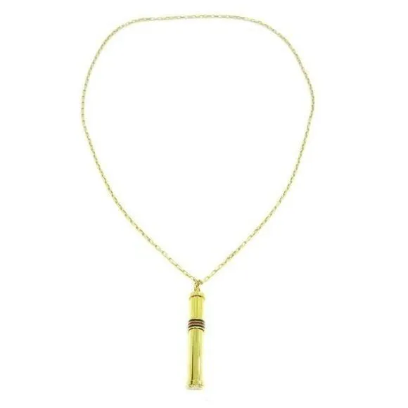 Gucci Gold Perfume Vial Pendant Striped Enamel