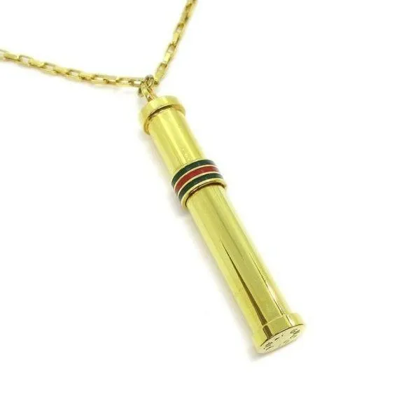 Gucci Gold Perfume Vial Pendant Striped Enamel