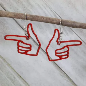 Guns Firing Hands Wooden Dangle Earrings by Cate's Concepts, LLC