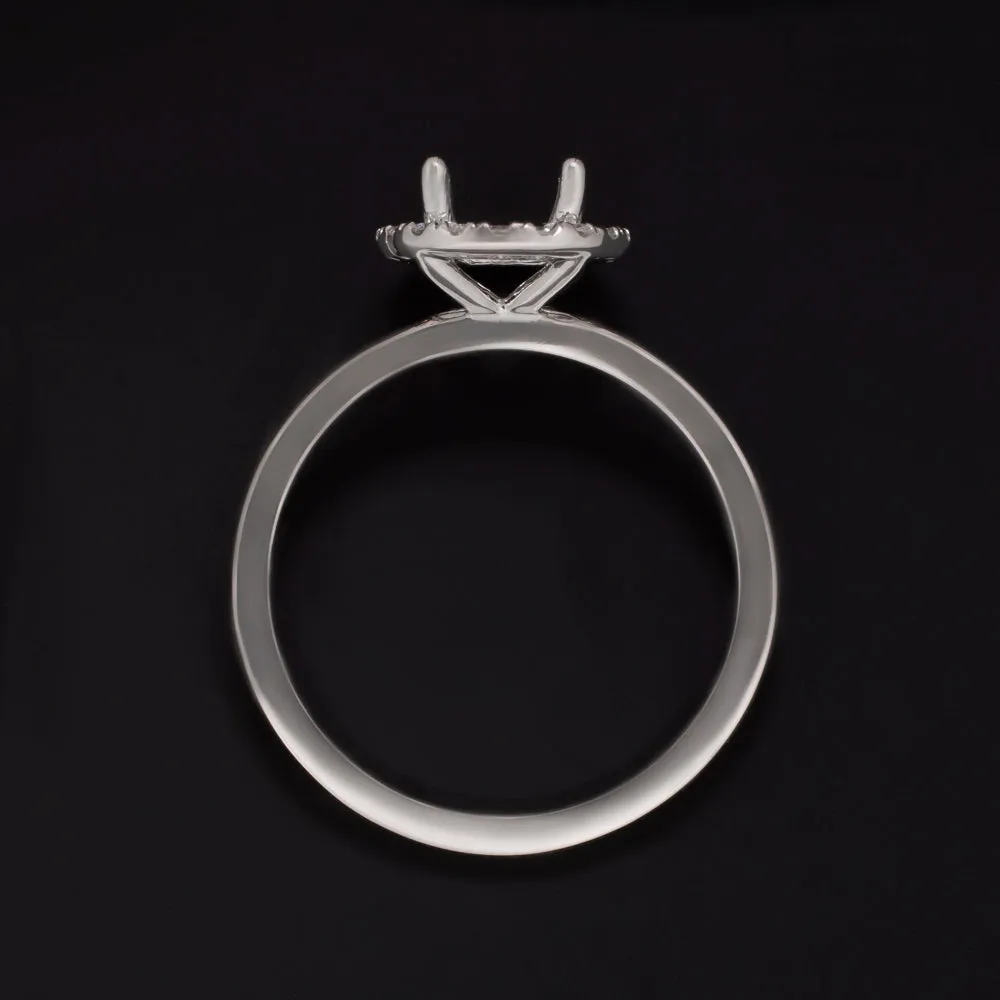HALO DIAMOND ENGAGEMENT RING SETTING 6.5mm ROUND WHITE GOLD SEMI MOUNT NATURAL