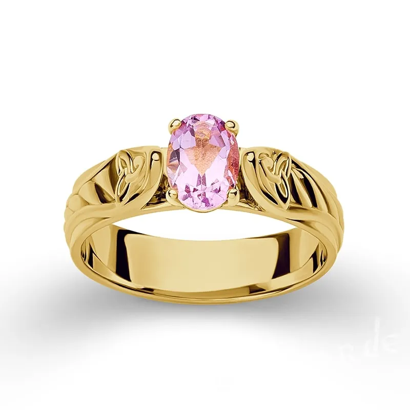 Handcrafted Triquetra Celtic Gemmed Band - Gold