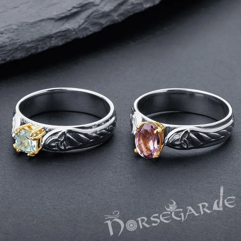 Handcrafted Triquetra Celtic Gemmed Band - Gold