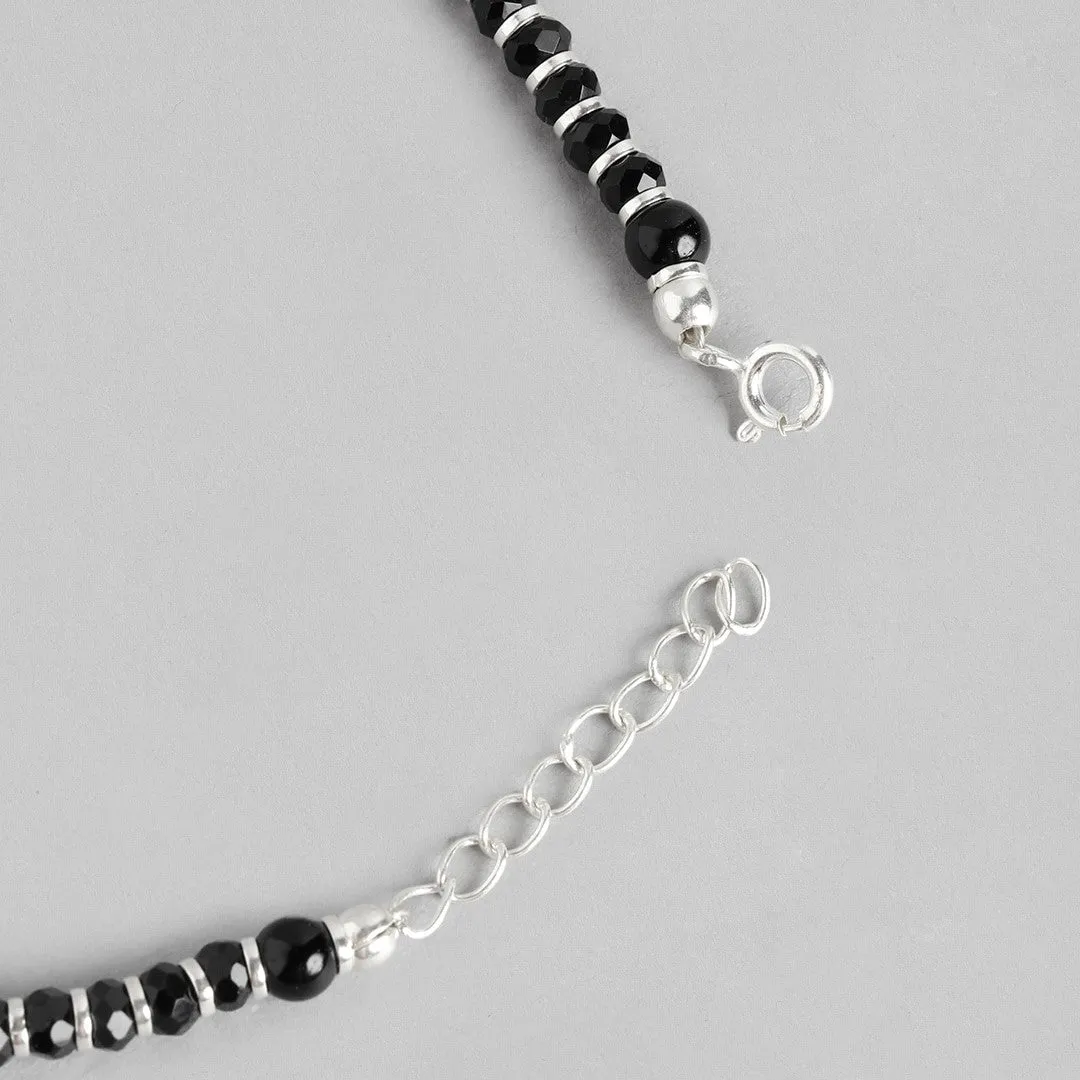 Harmony in Contrast Rhodium Plated 925 Sterling Silver Anklet