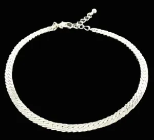 Herringbone Anklet in Sterling Silver Overlay