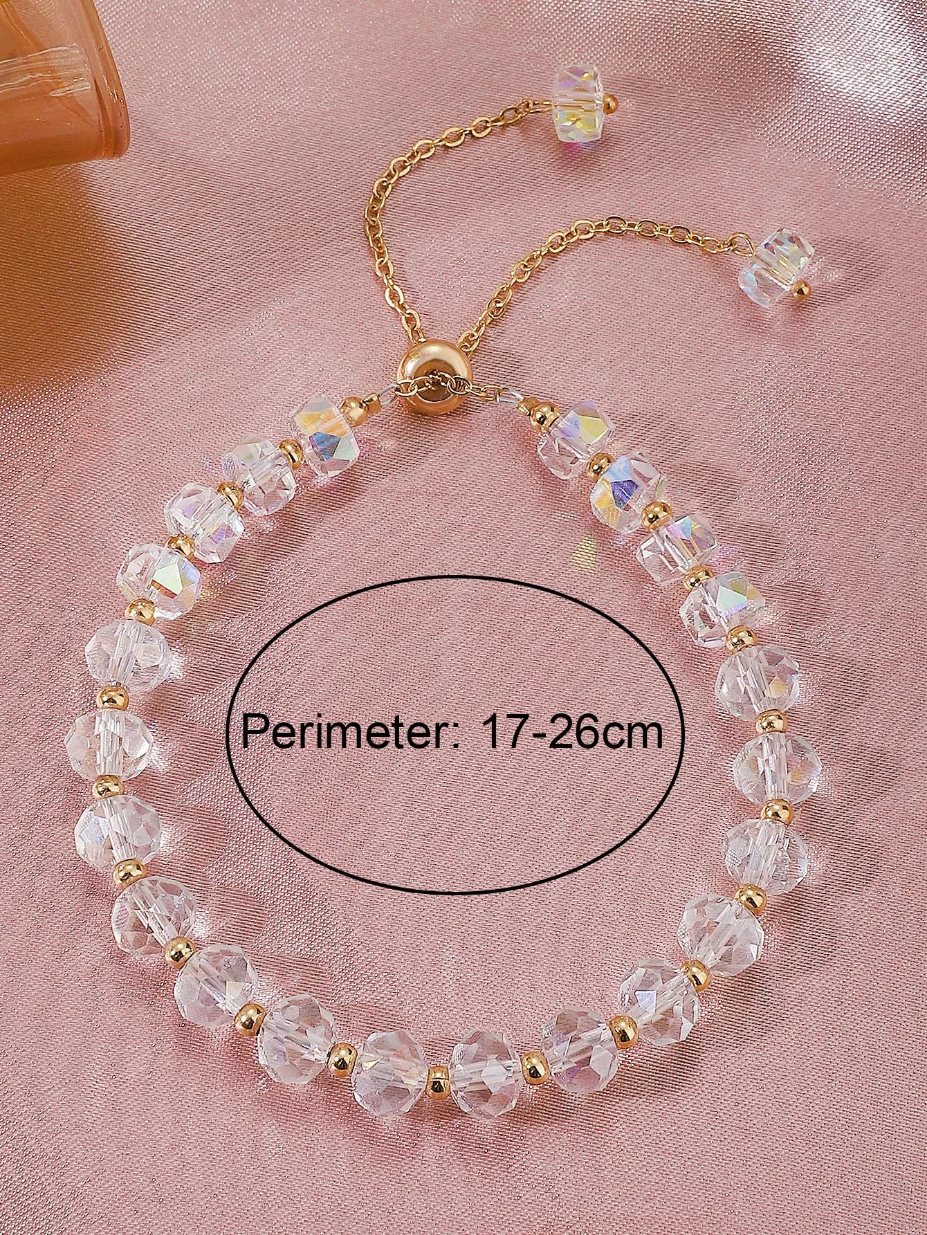 Holographic Crystal Beaded Chain Bracelet Women Bracelet Stackable Bracelet
