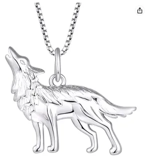 Howling Wolf Pendant Necklace Wolf Jewelry Celtic Nordic Viking Hunter Norse 925 Sterling Silver Chain 20in.