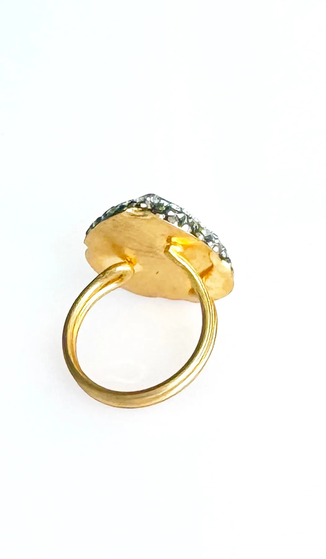 Jeweled Clear and Smoky Crystal Teardrop Cocktail Ring