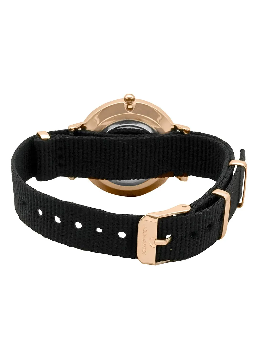 Joker & Witch Nylon Aurora Black Dial Analog Watch Bracelet Stack For Women, Black Band
