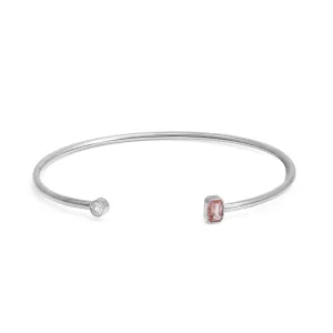 June Pearl Birthstone Bangle - Silver