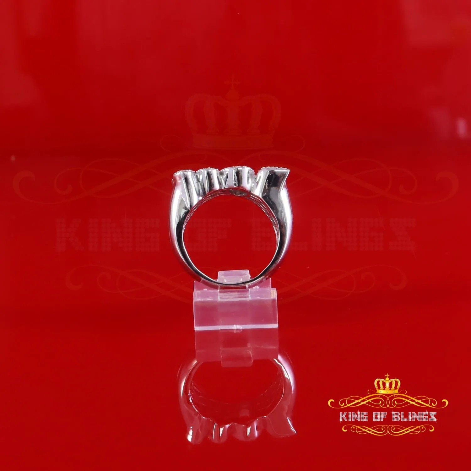 King Of Bling's "BOSS" Men's Ring 925 Silver White Metal with 0.50ct Real Diamond Men's SZ 8