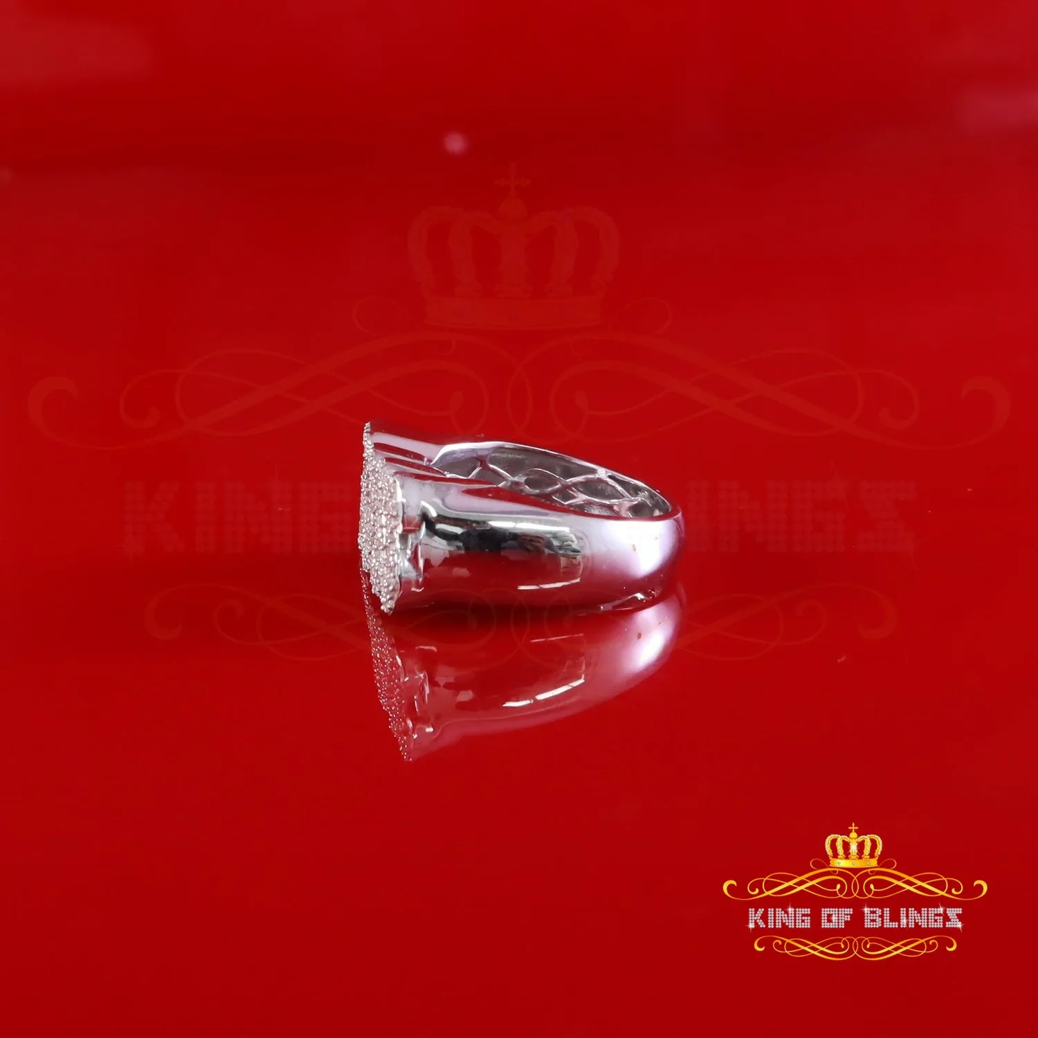 King Of Bling's "BOSS" Men's Ring 925 Silver White Metal with 0.50ct Real Diamond Men's SZ 8