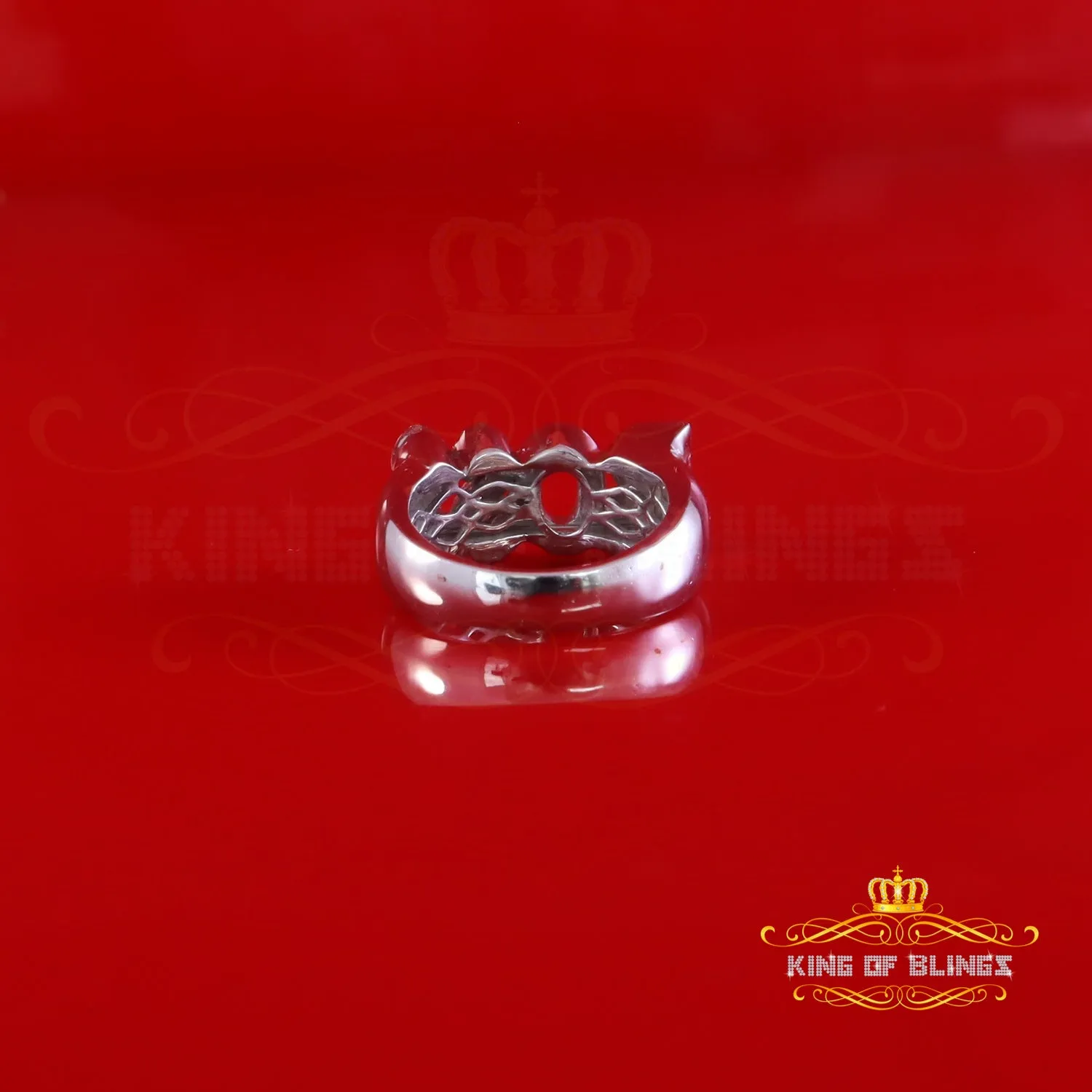 King Of Bling's "BOSS" Men's Ring 925 Silver White Metal with 0.50ct Real Diamond Men's SZ 8