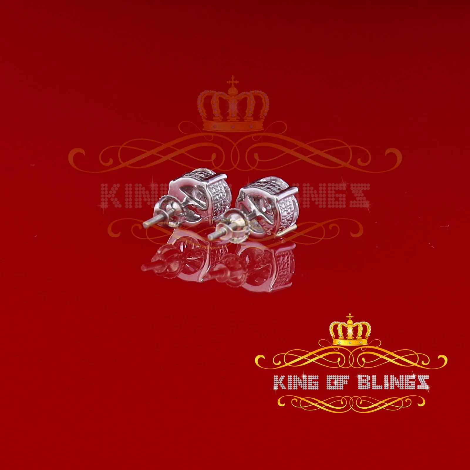 King of Blings- White 925 Sterling Silver 1.74ct Cubic Zirconia Women's & Men's Round Earrings