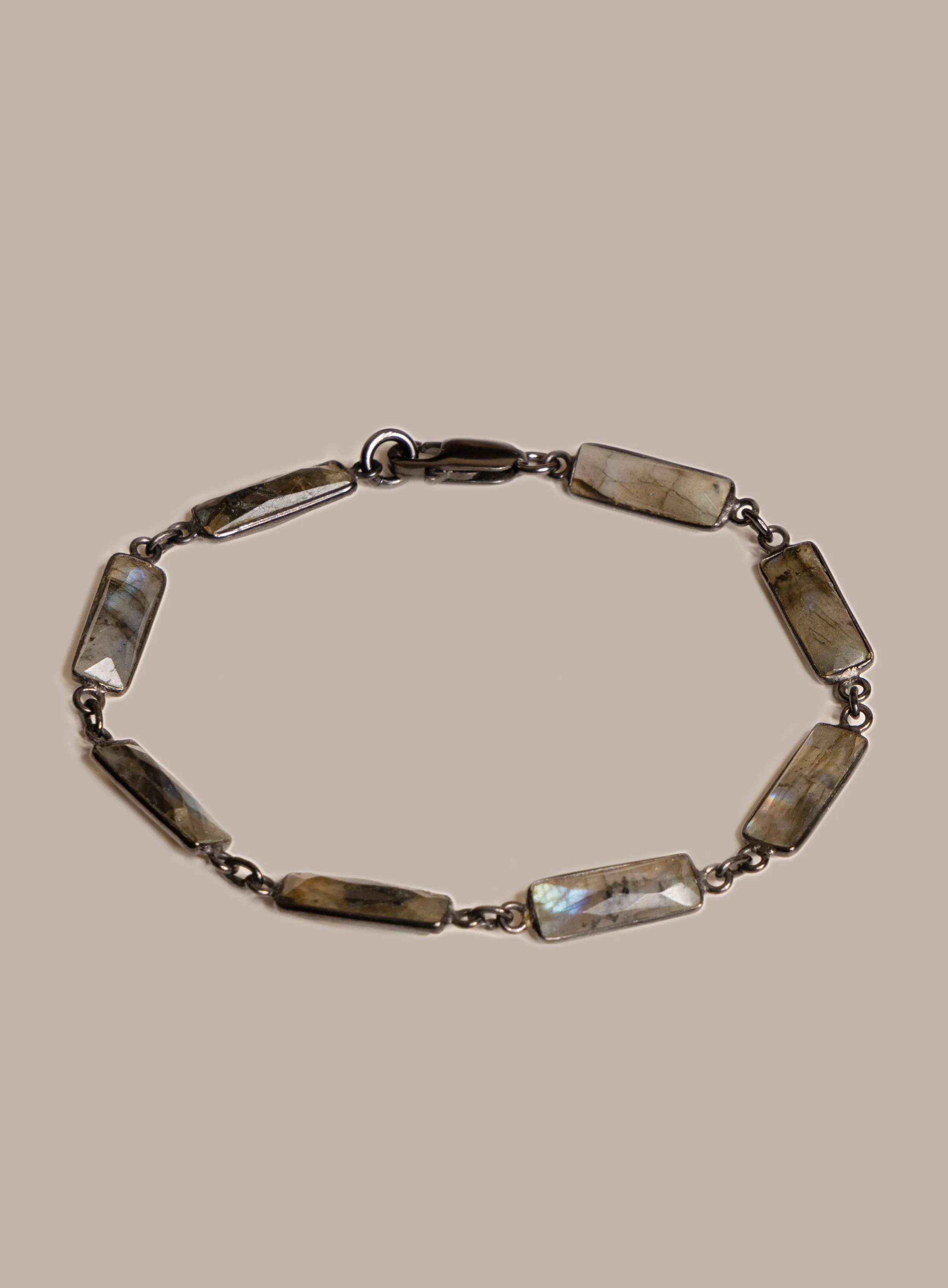 Labradorite Gemstone and Sterling Silver Men's Bracelet