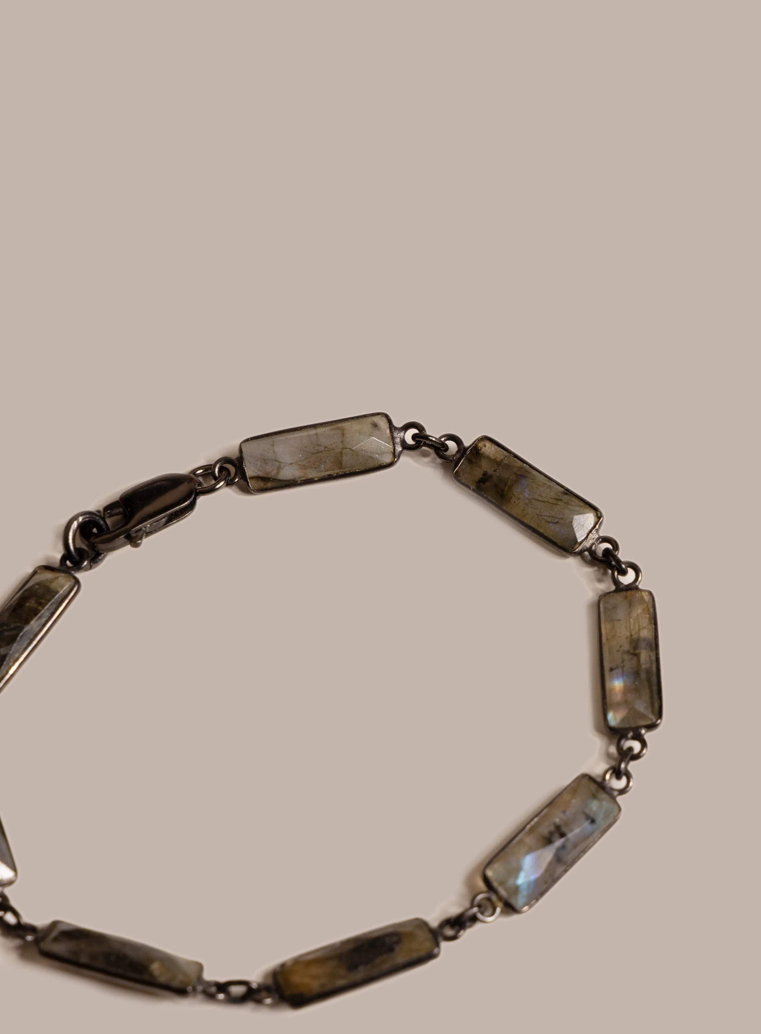 Labradorite Gemstone and Sterling Silver Men's Bracelet
