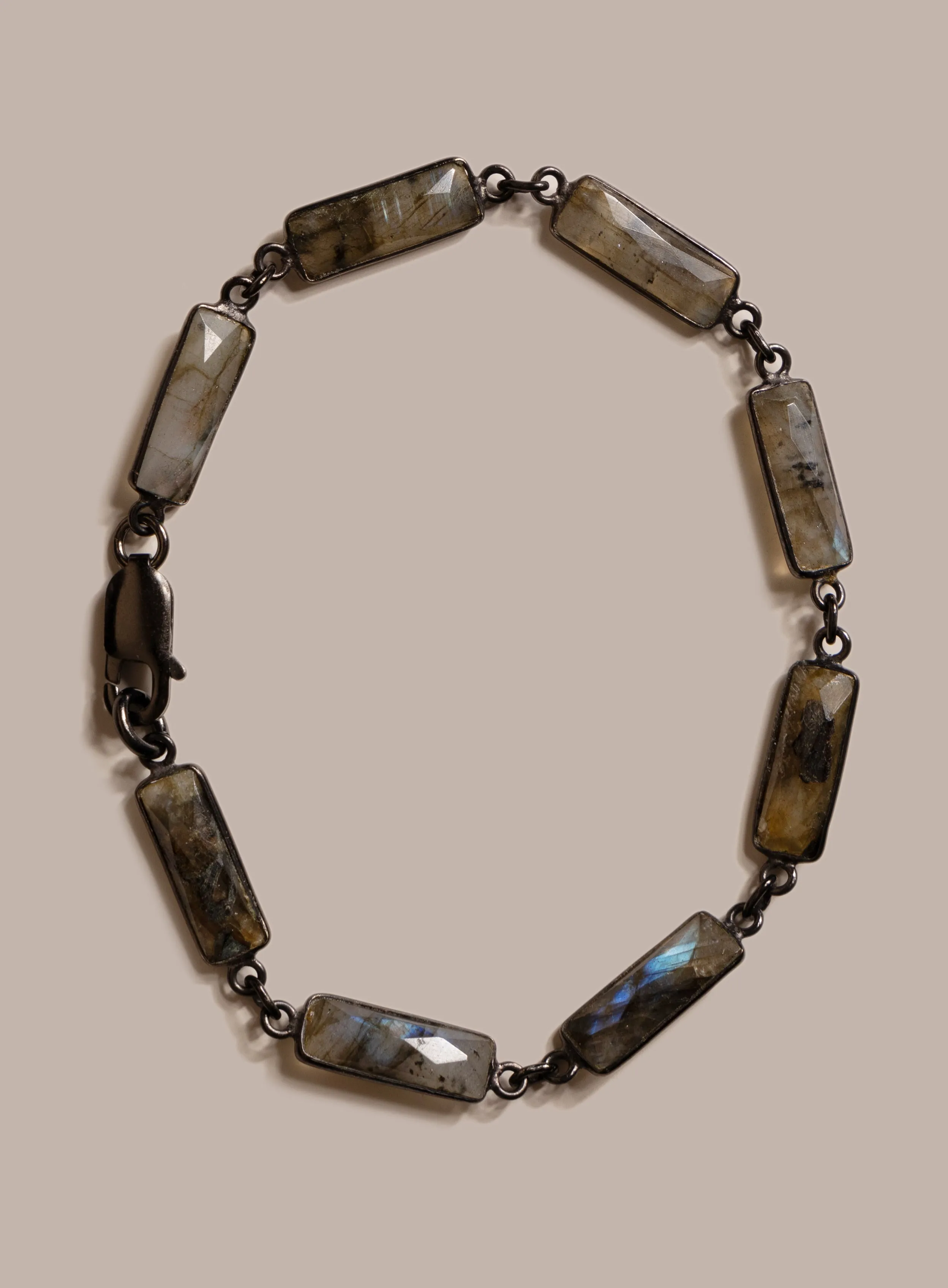Labradorite Gemstone and Sterling Silver Men's Bracelet