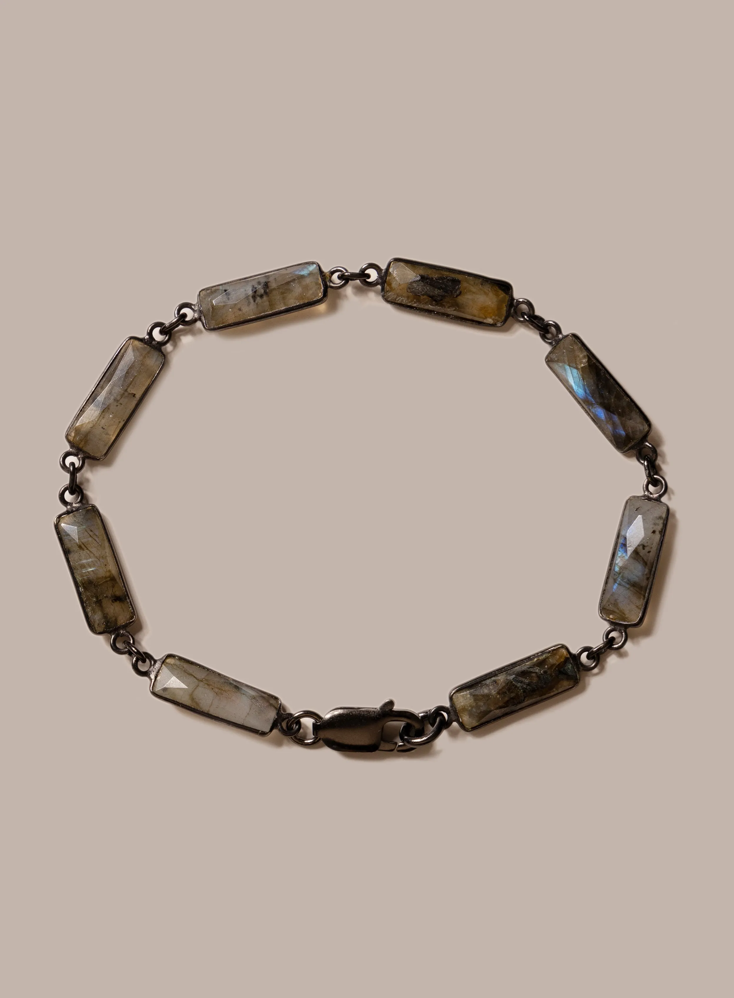 Labradorite Gemstone and Sterling Silver Men's Bracelet