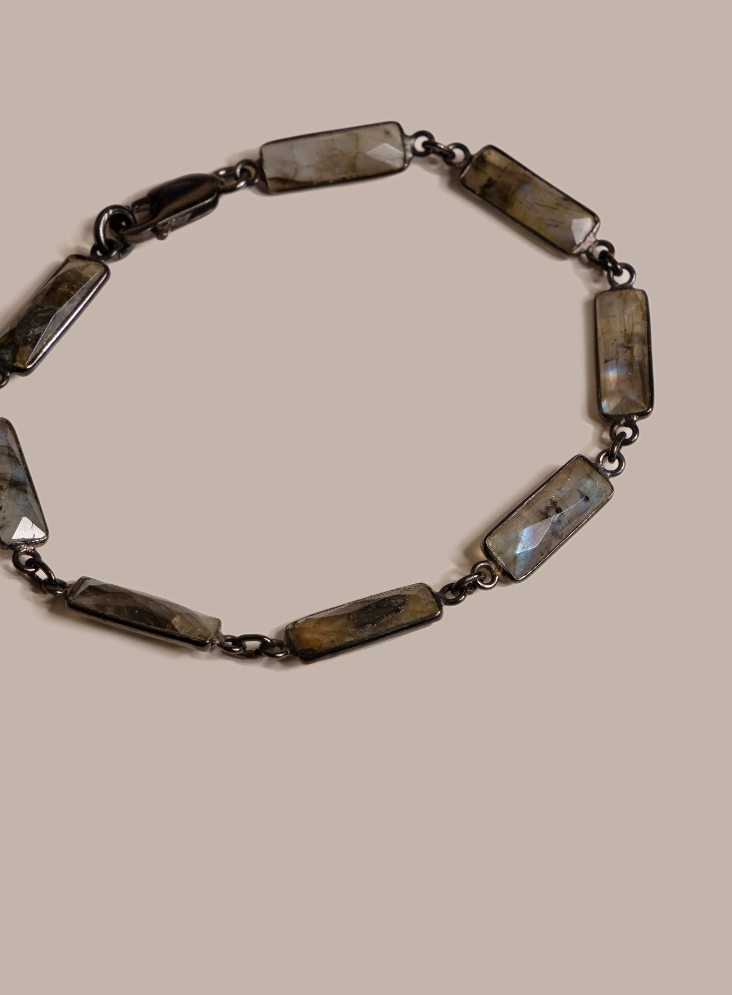 Labradorite Gemstone and Sterling Silver Men's Bracelet