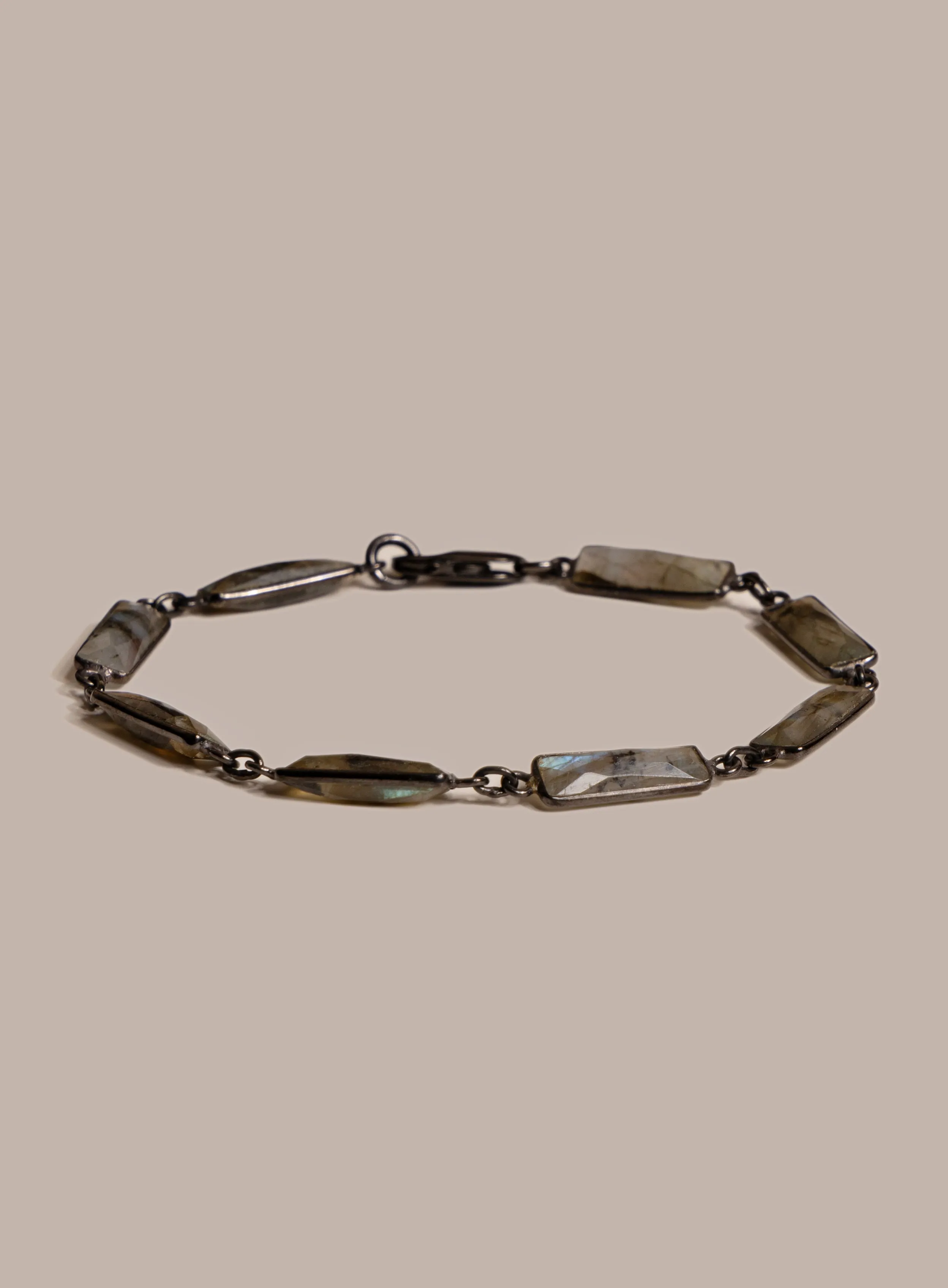 Labradorite Gemstone and Sterling Silver Men's Bracelet