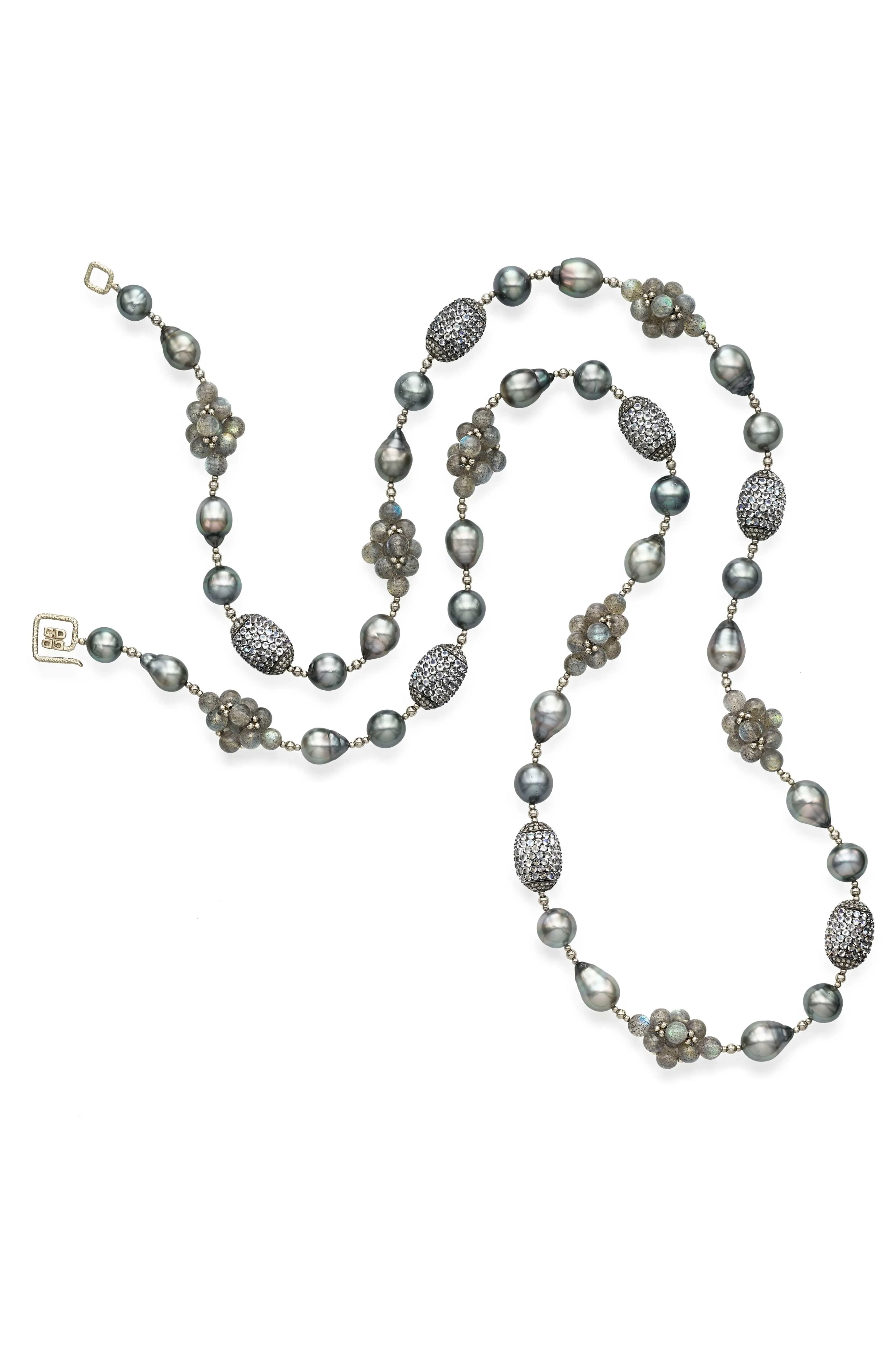 Labradorite, Pearl and Moonstone Necklace