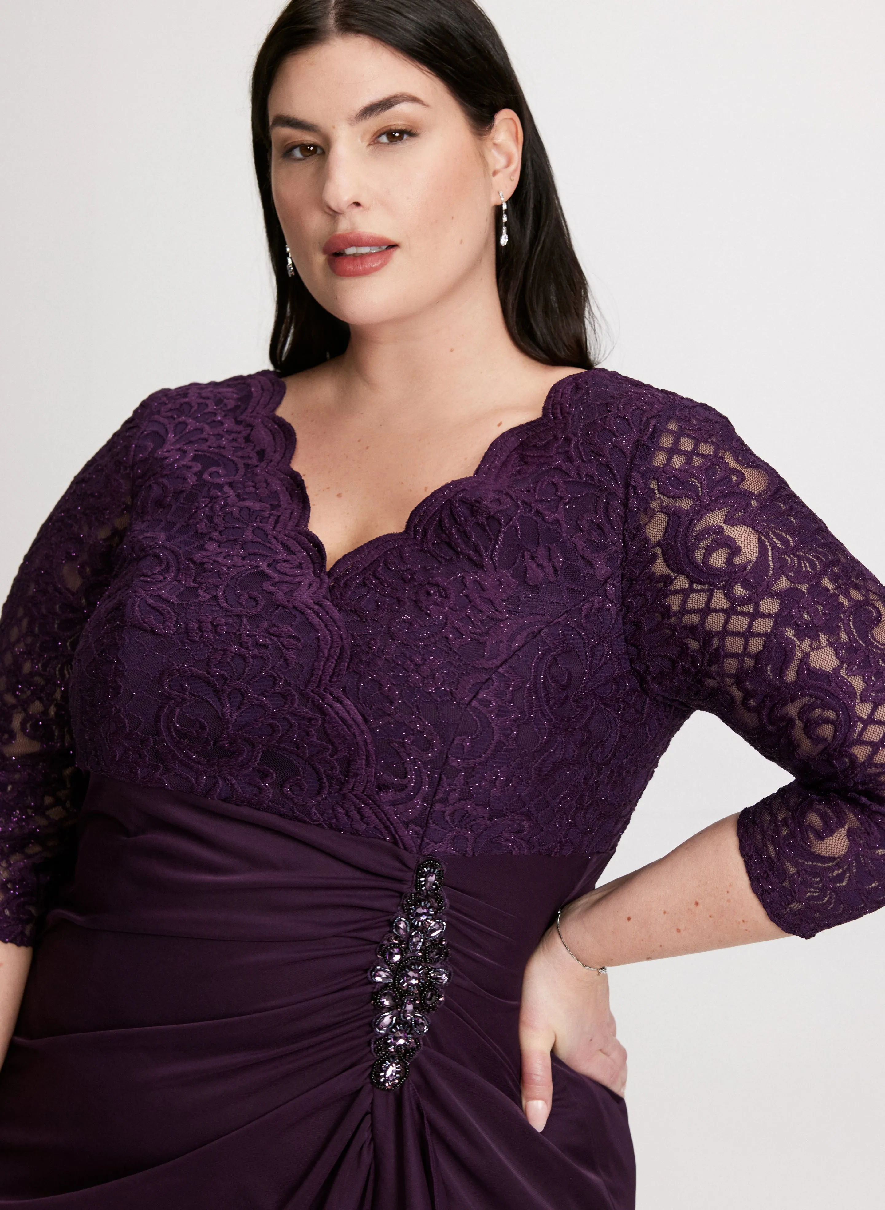 Lace Ruched Dress