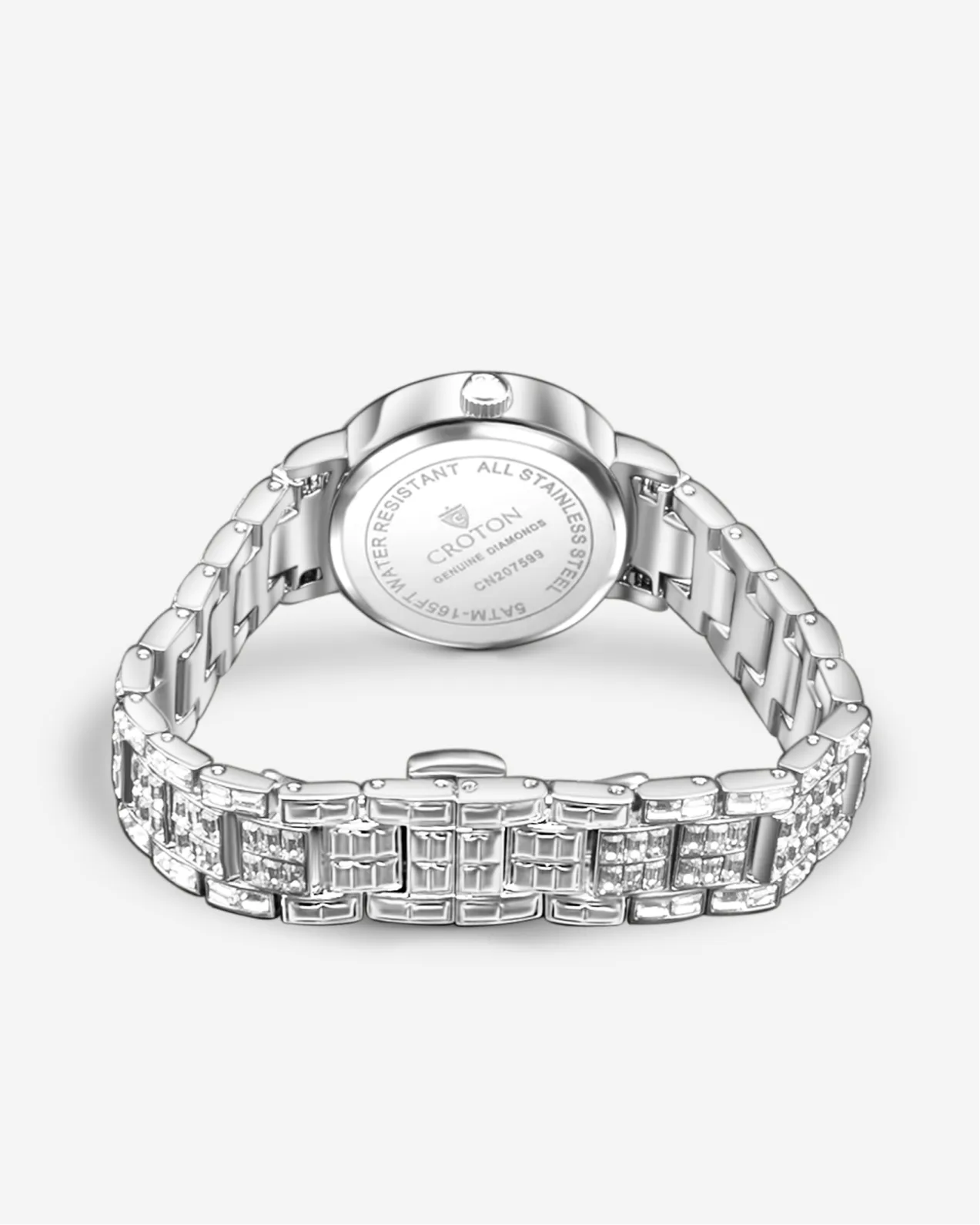 Ladies Silvdertone Quartz Dress Watch with CZ Baguette Dial & Bracelet