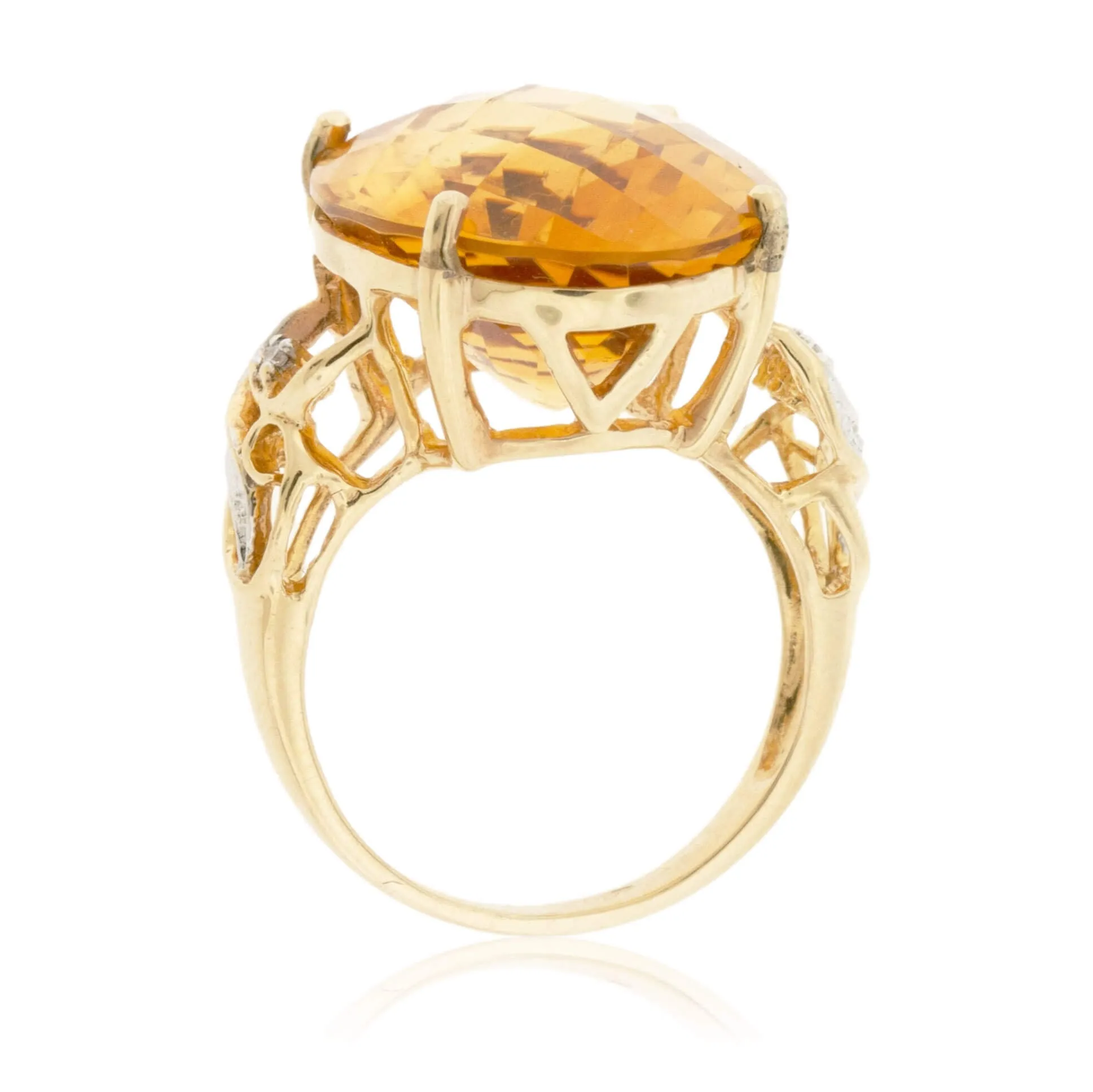 Large Oval Citrine & Diamond Ring