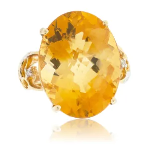 Large Oval Citrine & Diamond Ring