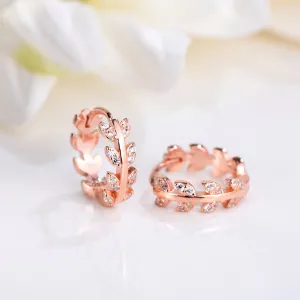 Leafy Splendor Rose Gold Plated 925 Sterling Silver Leaf Earrings