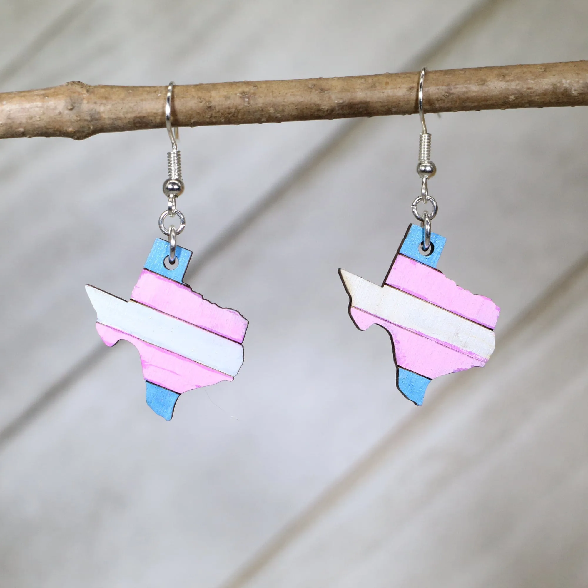 LGBTQIA  Texas Trans Wooden Dangle Earrings by Cate's Concepts, LLC