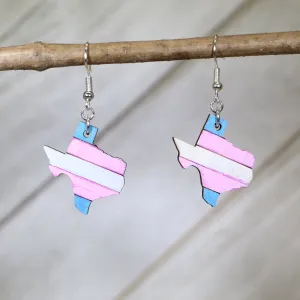 LGBTQIA  Texas Trans Wooden Dangle Earrings by Cate's Concepts, LLC