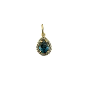 London Blue Topaz & Diamond Halo Pendant