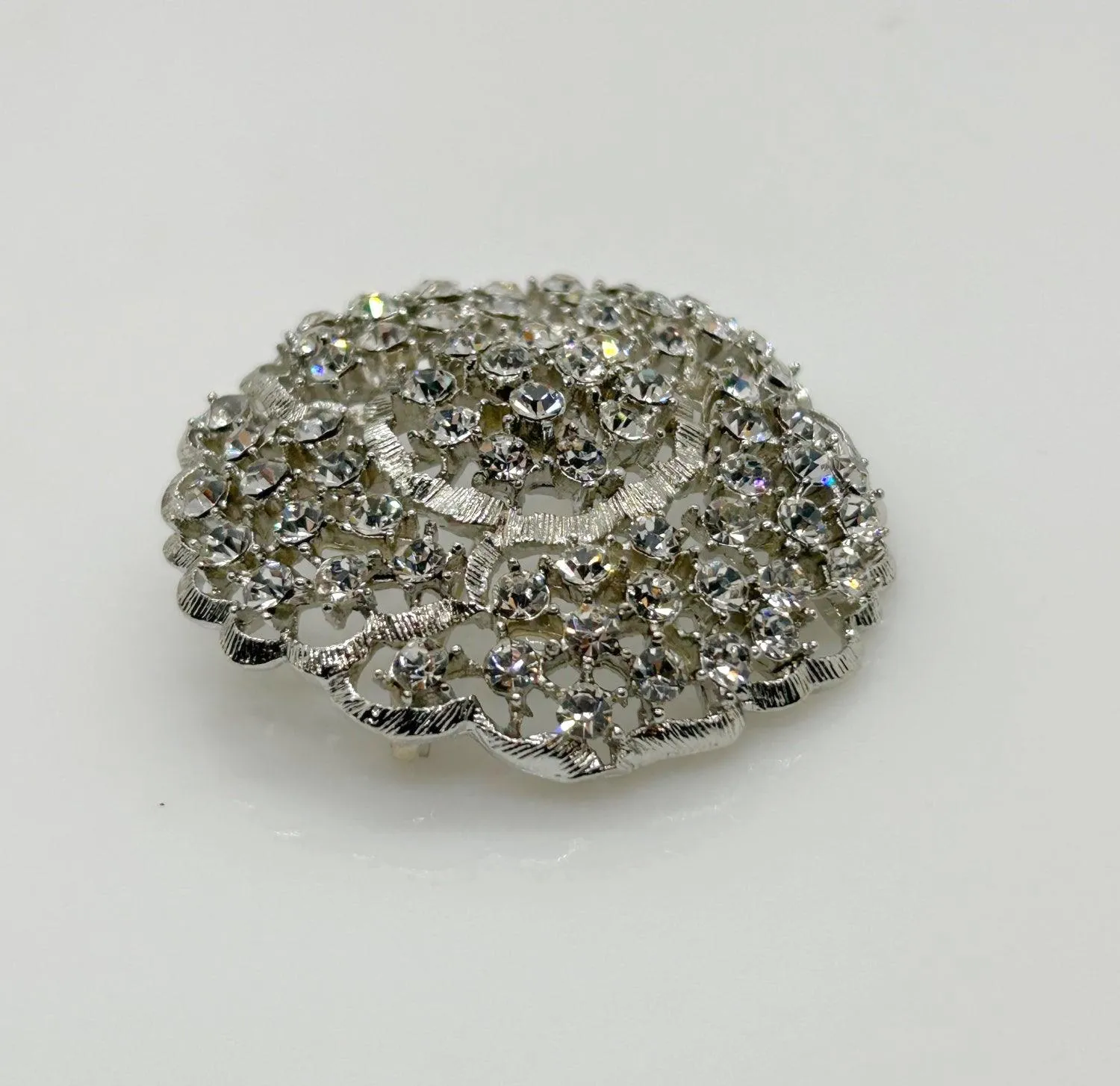 Lovely Sparkling Abstract Vintage Rhinestone Flower Pin