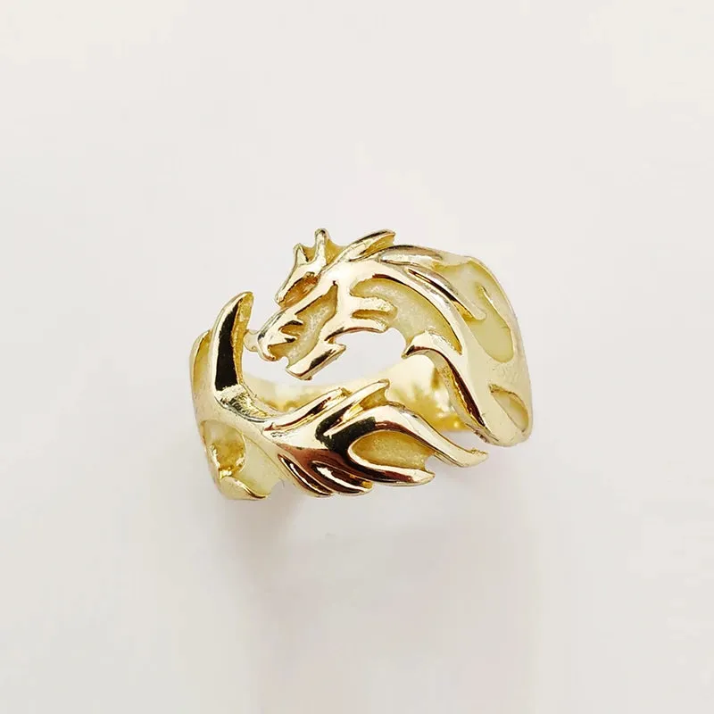 Luminous Dragon Ring for Men Adjustable Size Arresting Noctilucent Night Light Glowing In The Dark Moon Jewelry  Wholesale