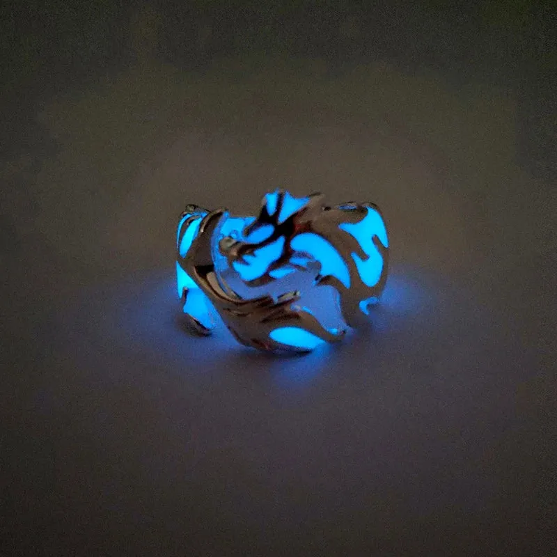 Luminous Dragon Ring for Men Adjustable Size Arresting Noctilucent Night Light Glowing In The Dark Moon Jewelry  Wholesale