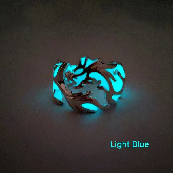 Luminous Dragon Ring for Men Adjustable Size Arresting Noctilucent Night Light Glowing In The Dark Moon Jewelry  Wholesale