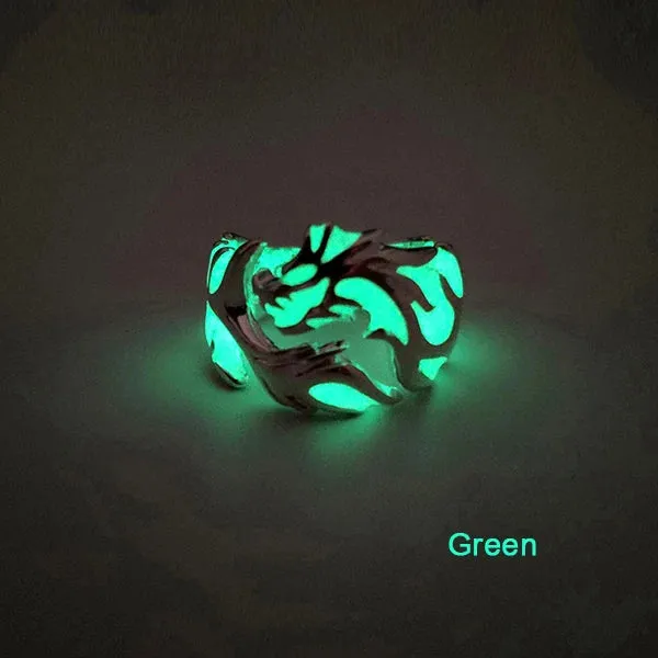 Luminous Dragon Ring for Men Adjustable Size Arresting Noctilucent Night Light Glowing In The Dark Moon Jewelry  Wholesale