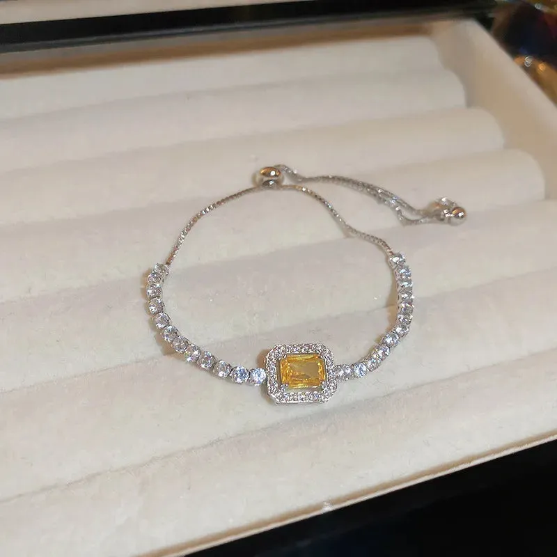 Luxury Inlaid Rhinestone Women's Bracelet Vintage Emerald Charm