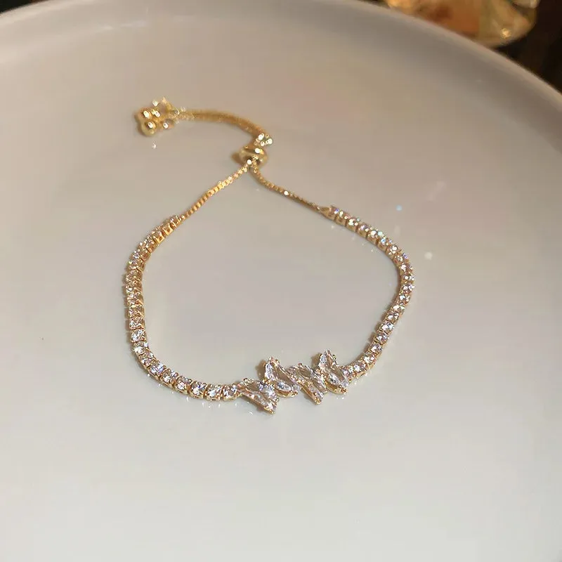 Luxury Inlaid Rhinestone Women's Bracelet Vintage Emerald Charm
