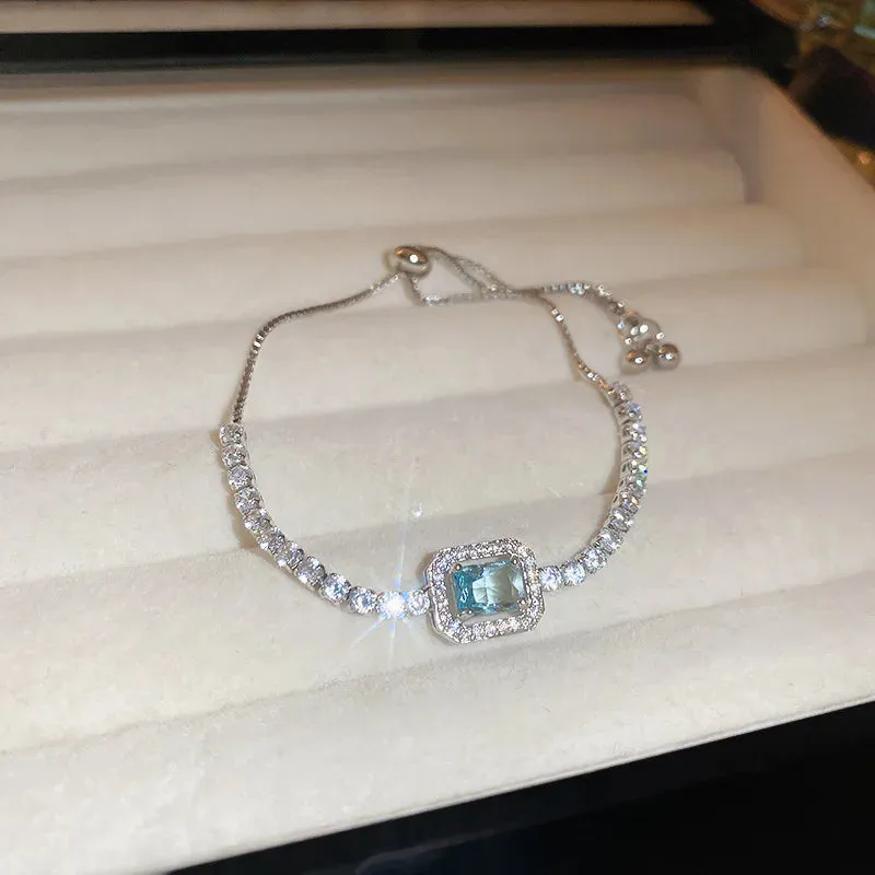 Luxury Inlaid Rhinestone Women's Bracelet Vintage Emerald Charm