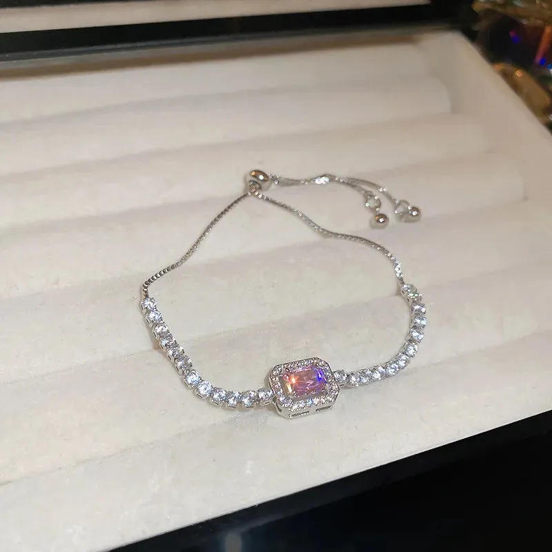 Luxury Inlaid Rhinestone Women's Bracelet Vintage Emerald Charm