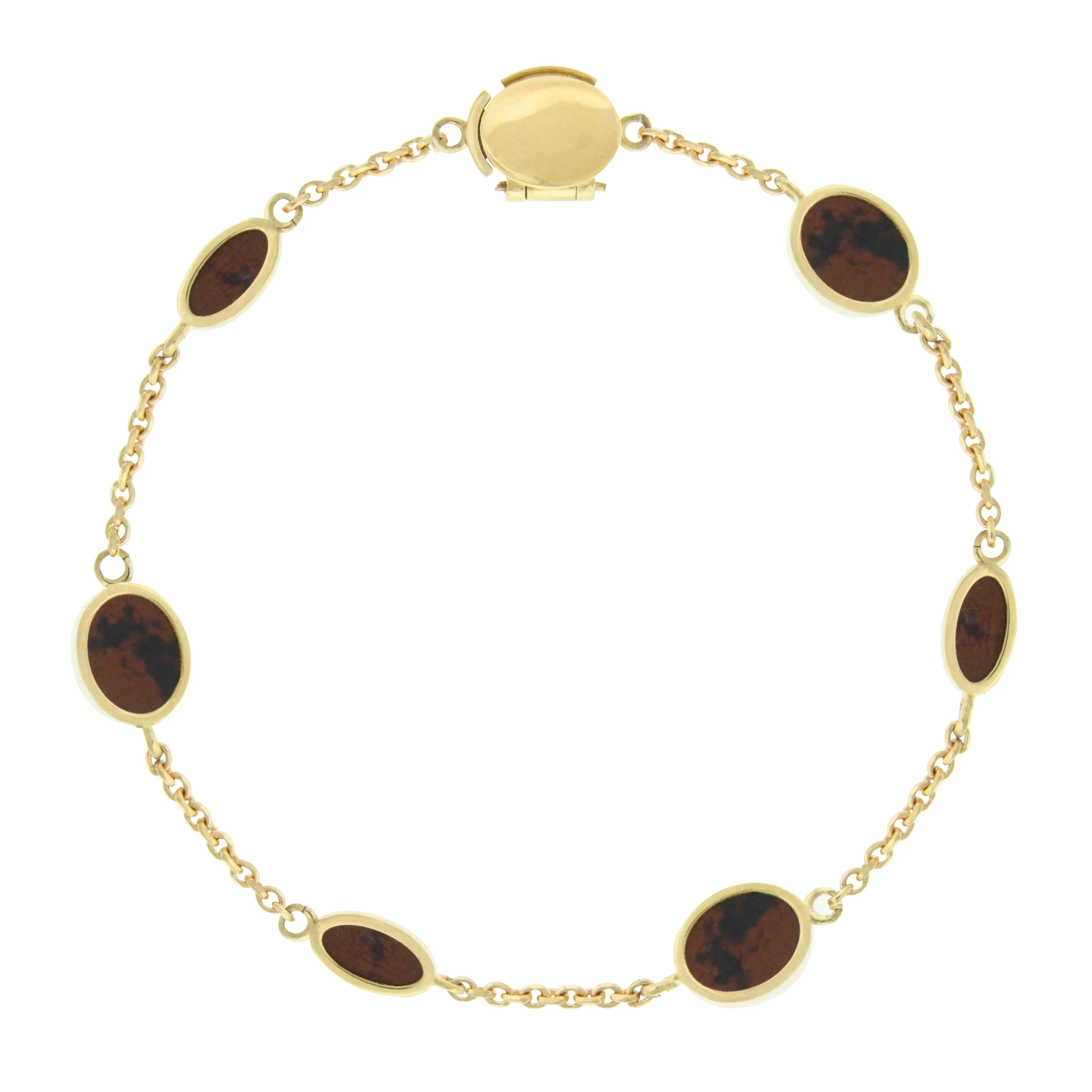 Mahogany Obsidian Oval Gemstone Gold Chain Bracelet