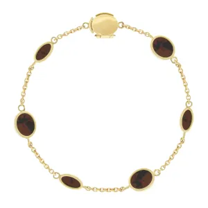 Mahogany Obsidian Oval Gemstone Gold Chain Bracelet